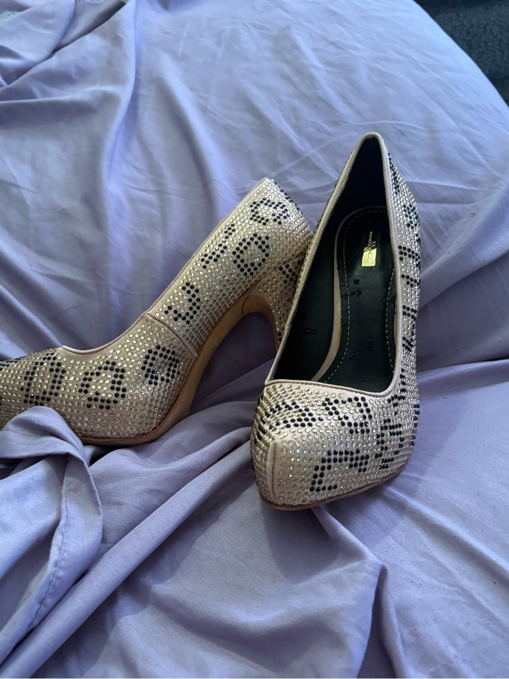 Embellished Blush High Heel Pumps with Rhinestone Detail